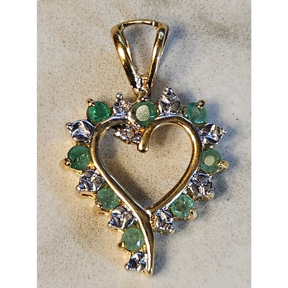 RSE Robert Seeman Gold Vermeil 925 Emerald Pendant 1" w/Bail 5/8" W Tested